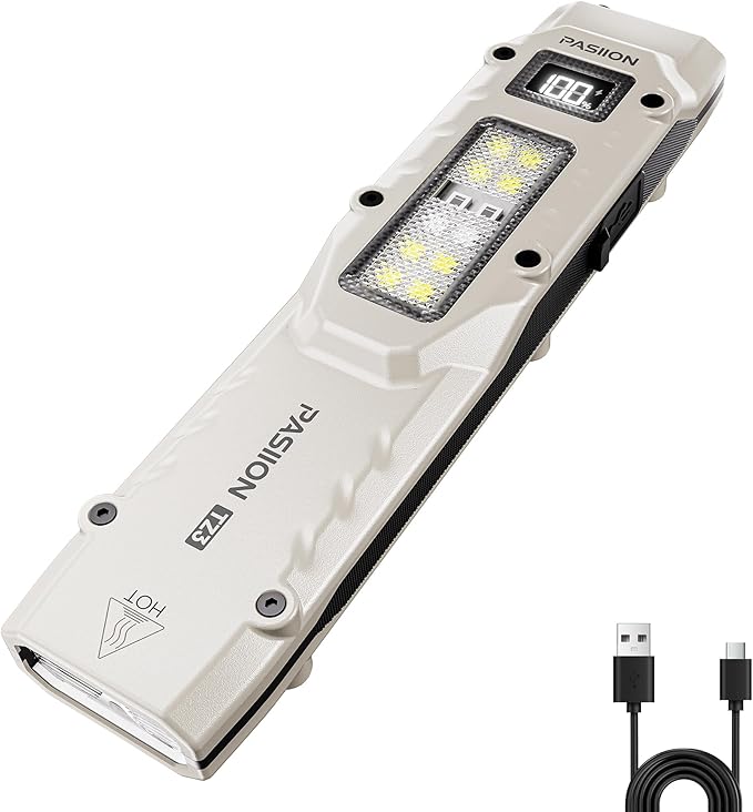 EDC Tactical Flashlight, Flat Flashlights Rechargeable,Dual-Switches LED Small Flashlight with