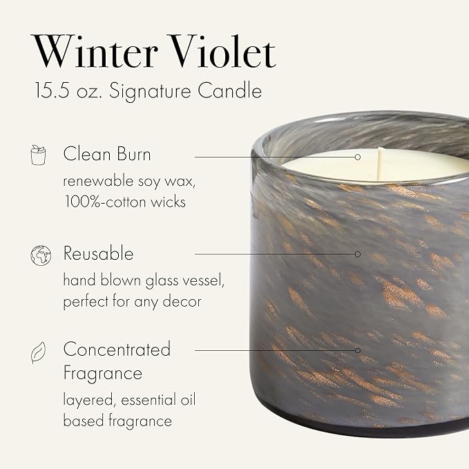 LAFCO New York 2025 Holiday Signature Candle, Winter Violet - 15.5 oz - 90-Hour Burn Time