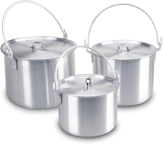 AceCamp Nested Pot Aluminum Lightweight Cooking Pot Set Outdoor Large Stock with lid and folding