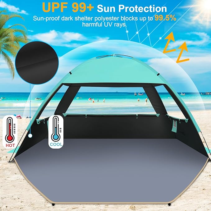 Gorich Beach Tent Sun Shelter for 3/4-5/6-7/8-10 Person with UPF 50ï¼?UV Protection, Lightweight &