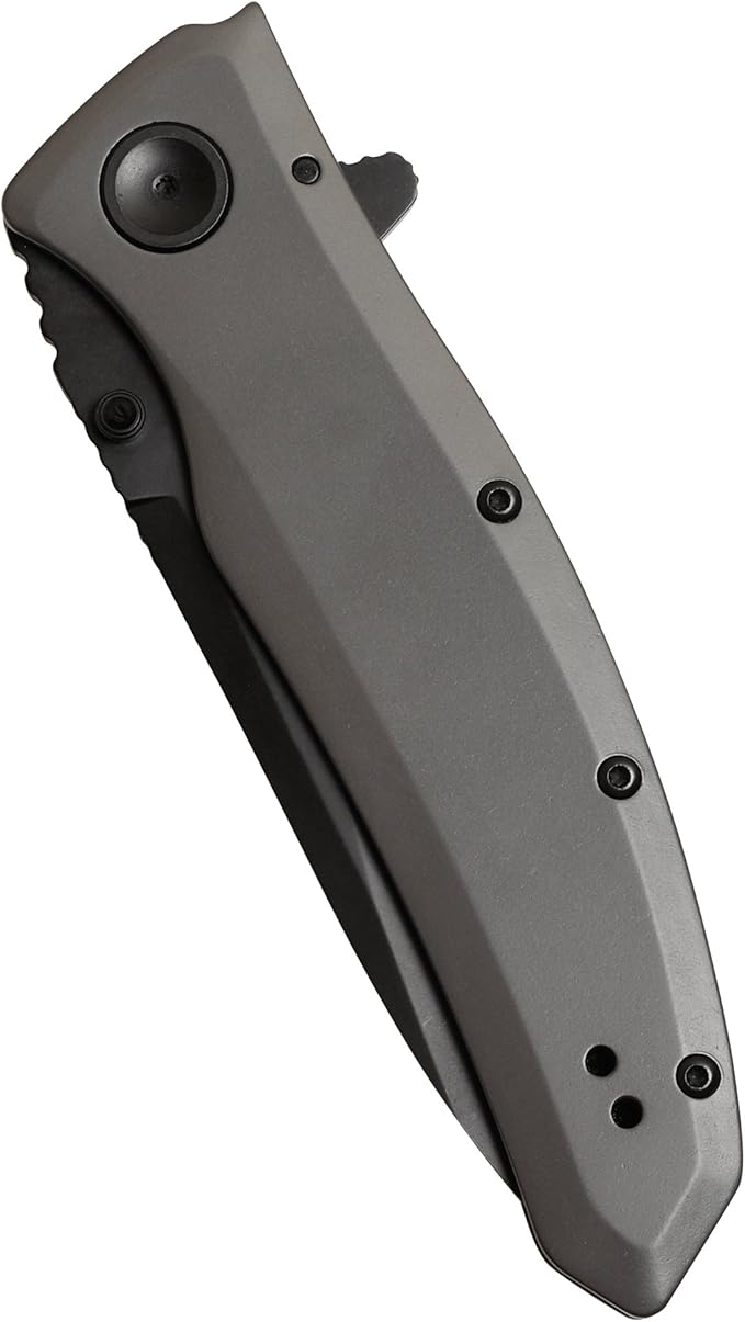 Kershaw Grid Pocketknife, 3.7" 8Cr13MoV Steel Drop Point Plain Edge Blade, Assisted One-Handed