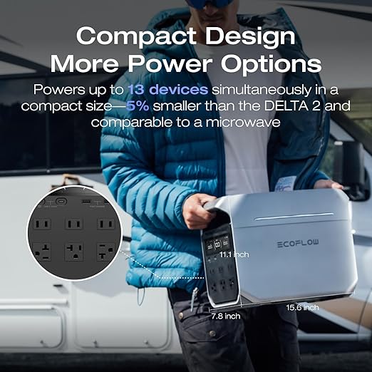 EF ECOFLOW Portable Power Station DELTA 3 Plus, 1024Wh LiFePO4 (LFP) Battery, 1800W AC/140W USB-C