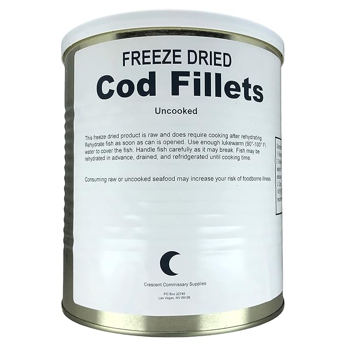 Military Surplus Freeze Dried Cod Fillets 9 Oz Long Shelf Life Emergency Food Survival, Camping