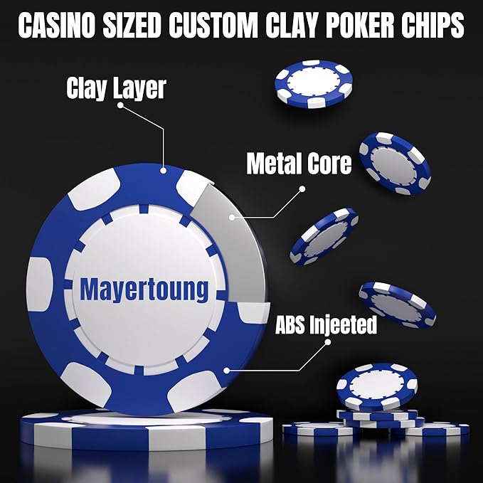 25 Custom Clay Poker Chips, 40mm Heavy 11.5g Casino Sized Personalized Poker Chips with Your Logo