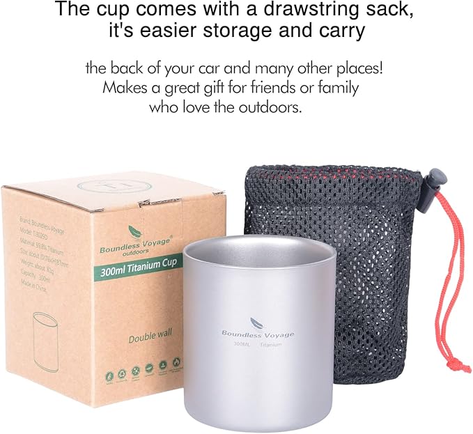 Boundless Voyage 3 in 1 Double Walled Titanium Cup Heat Resistant Mini Tea Drink Cup Outdoor