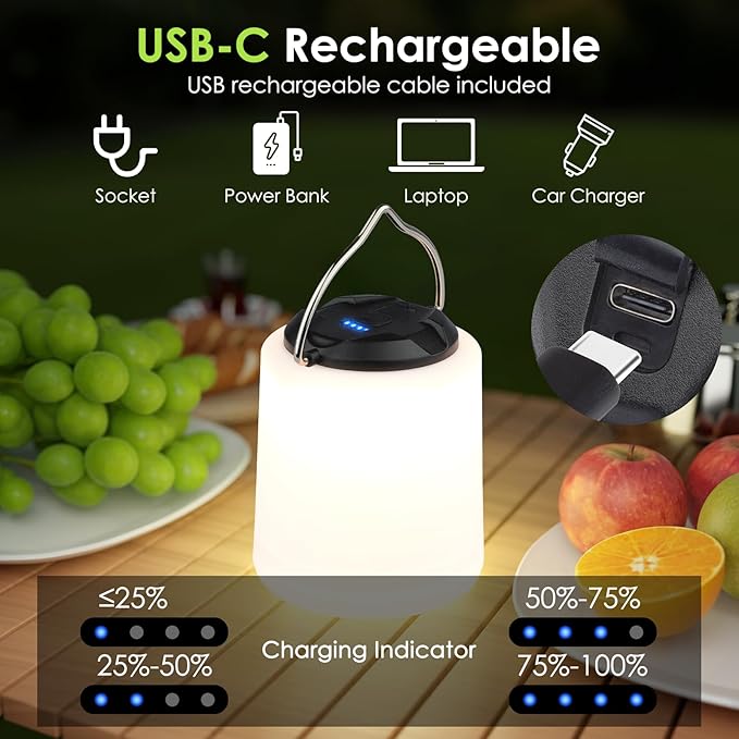 LED Camping Lantern, Rechargeable Camping Light, 4 Modes Outdoor Flashlights Lanterns with 1000LM