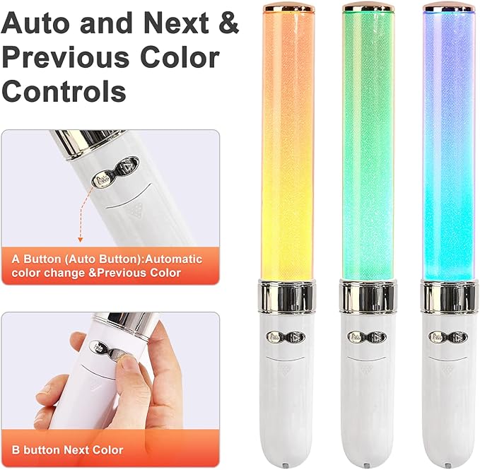 18 Colors Changing Glow Sticks, LED Light Stick Party Supplies, Resuable 2 Modes Flashing Light