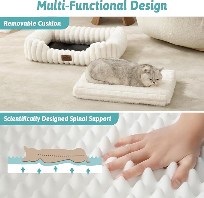 Orthopedic Dog Bed for Small Dogs & Cats - Washable Rectangle Pet Bed with Anti-Slip Bottom, Soft