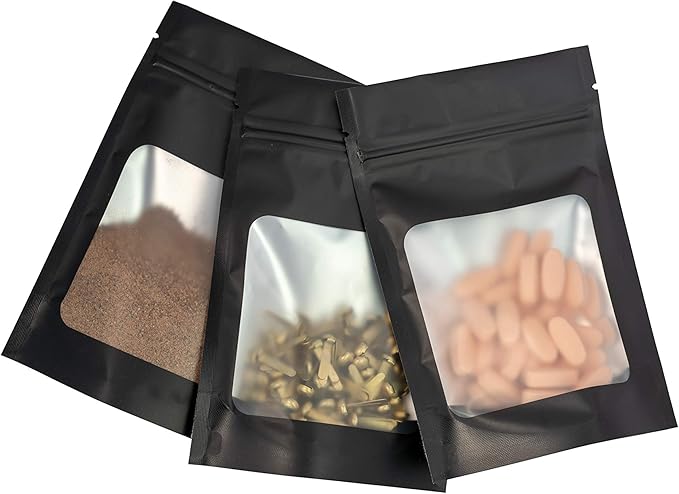 HANSER | Smell Proof Odorless Mylar Resealable Foil Pouch Bags with clear Window | Stand up bottom