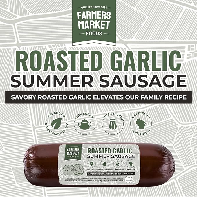 Farmers Market, Gluten Free, Keto, Paleo, Low Sodium, Zero Sugar, Summer Sausage Gift Set, 2-Pack