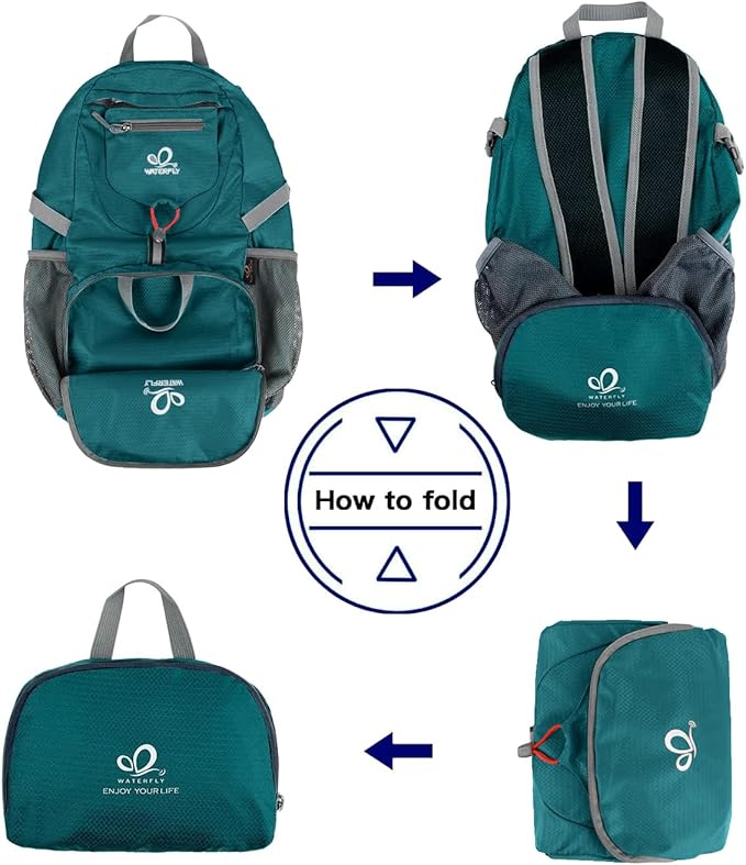WATERFLY Small Lightweight Packable Backpack: 20l Ultra Light Foldable Travel Hiking Camping