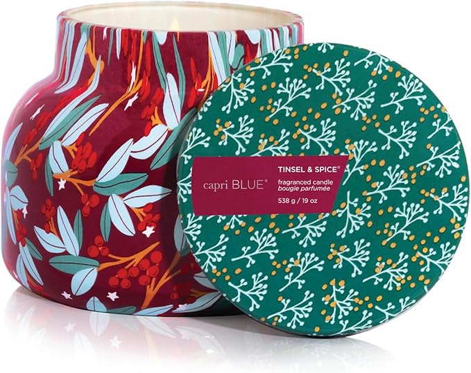 Capri Blue Pattern Play Signature Holiday Candle - Luxury Holiday Scented Candle for Home- Long