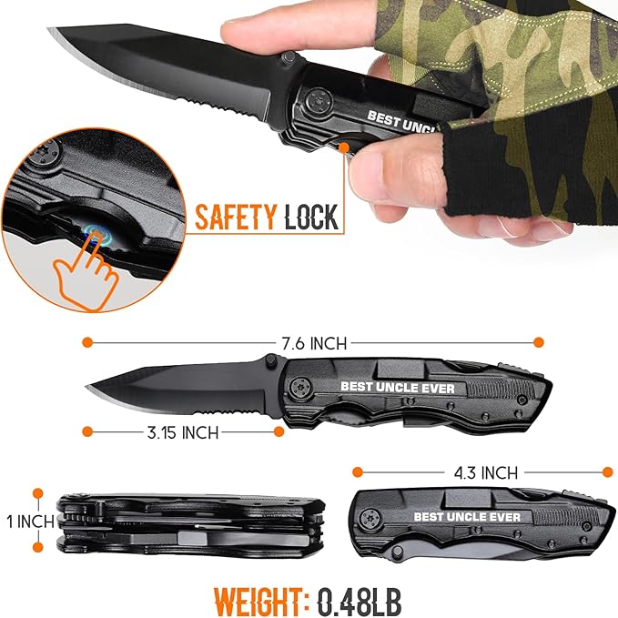 Uncle Gifts, ?�BEST UNCLE EVER??Multitool Knife, Stocking Stuffers for Uncles, Uncles Birthday