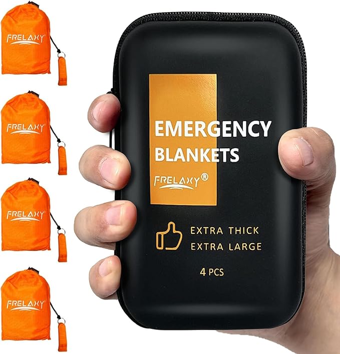 Frelaxy Emergency Blanket 2-Pack/4-Pack, Extra-Thick Extra-Large Space Blankets with Whistles