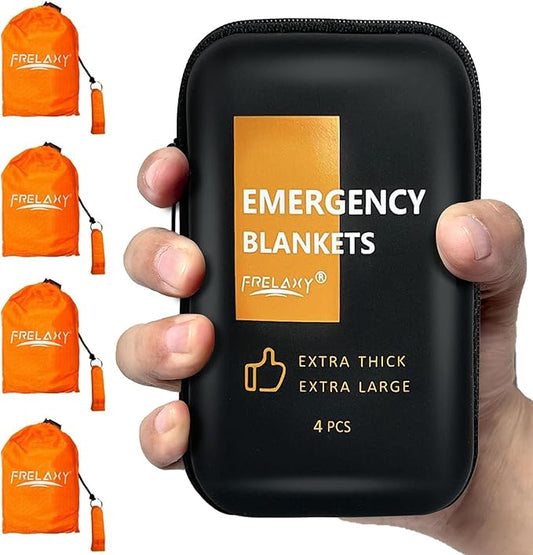 Frelaxy Emergency Blanket 2-Pack/4-Pack, Extra-Thick Extra-Large Space Blankets with Whistles