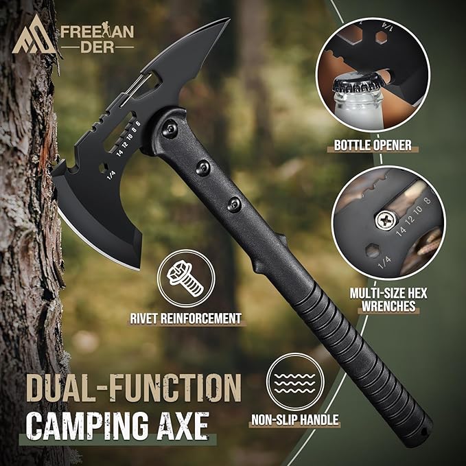 Freelander Hatchet, Sharp Outdoor Axe, Portable Camping Axe with Clip and Sheath, Durable Hatchet