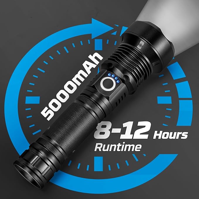 Rechargeable Flashlights 90000 High Lumens - 2 Pack, Super Bright 12 Hours Long Life LED Flashlight