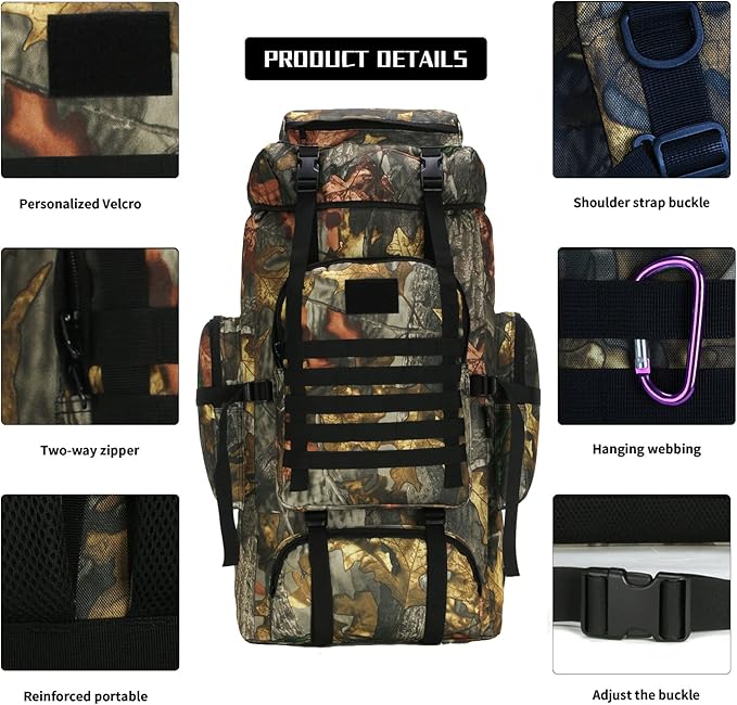 Hiking Backpack for Men 70L/100L Camping Backpack Military Rucksack Molle 3 Days Assault Pack for
