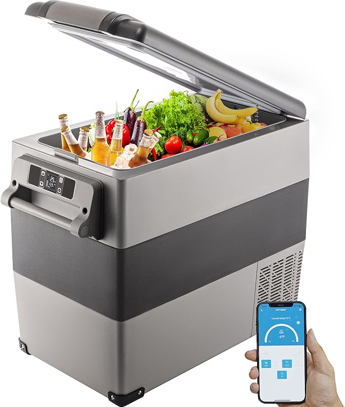 VEVOR CF55 12 Volt 58 Qt Refrigerator, Dual Zone Portable Compressor 12/24V DC and 110-240V AC