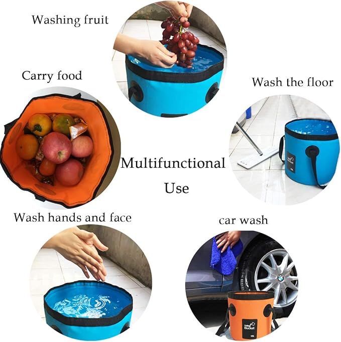 Sunglow Collapsible 5 Gallon Multifunctional Portable Fishing Bucket - Wash Basin Folding Bucket