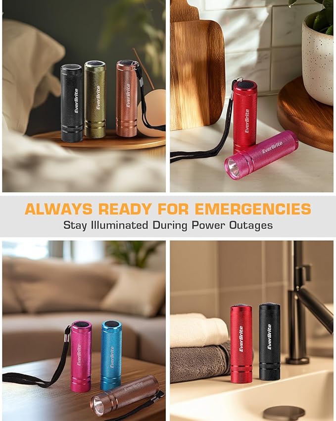 EverBrite 30-Pack Mini Flashlight Set, Aluminum LED Handheld Torches with Lanyard, Assorted Colors