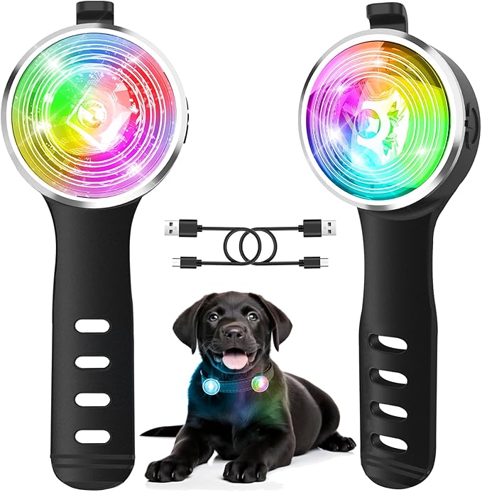 Tubasion 3-Pack Dog Lights for Night Walking, Upgraded 8 Modes Rechargeable Dog Collar Lights for