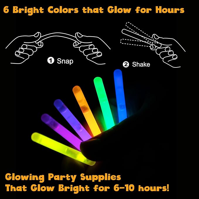 POPGIFTU 120 Mini Glow Sticks Bulk (1.96"), 6 Bright Colors ??Glow-in-the-Dark Small Sticks for