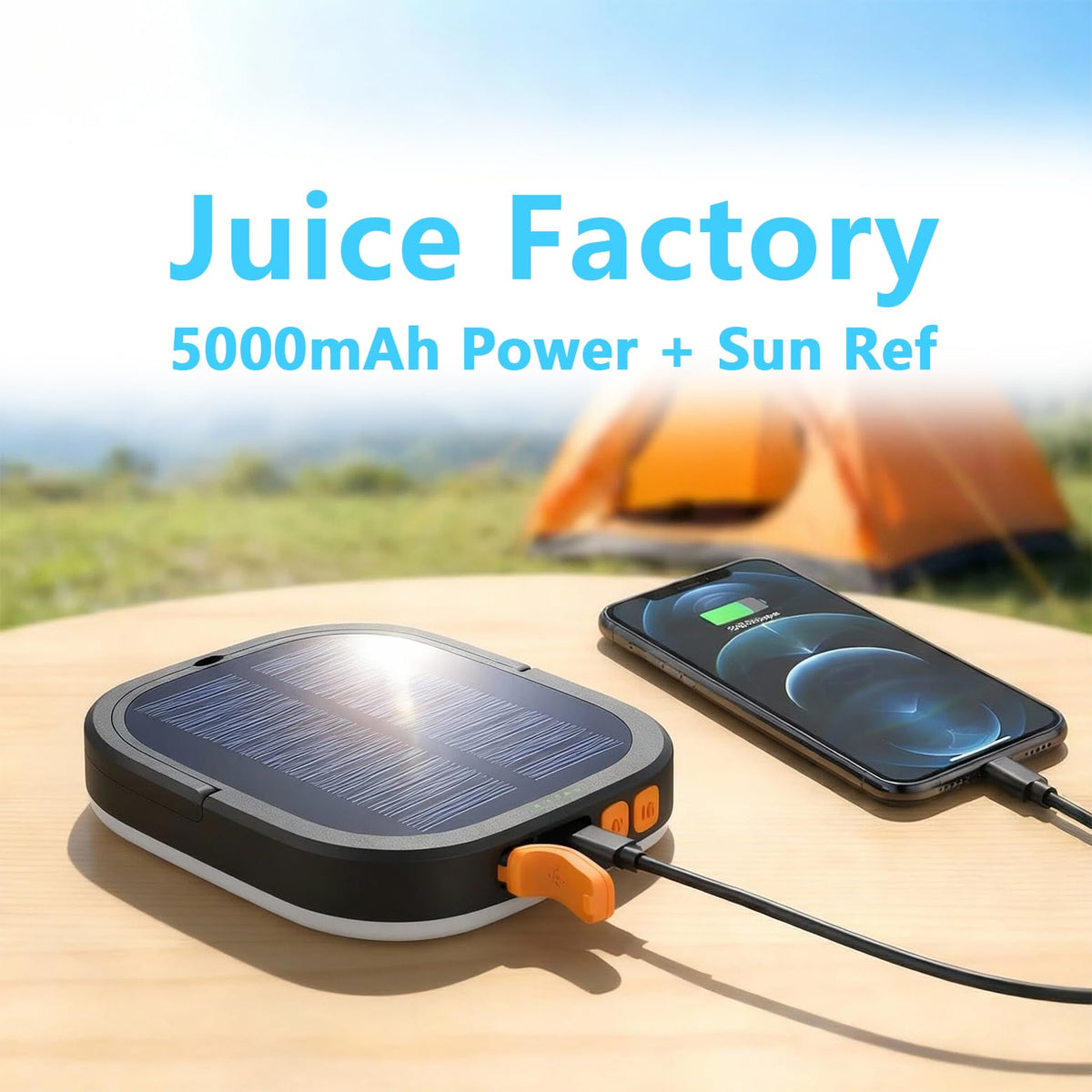 SAMUUN Camping Lantern - 5000mAh, 2000 Lumens, Solar, Rechargeable, IP65 - product view 5
