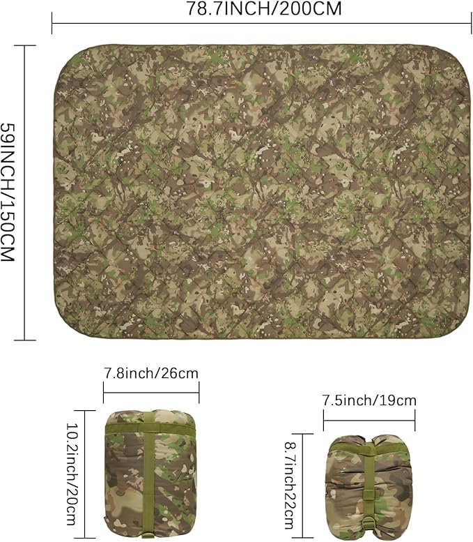 Poncho Liner Military Insulation Blanket Camo with Compression Carry Bag for Outdoors Hiking Jungle