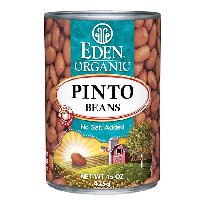 Eden Organic Pinto Beans, 15 oz Can (12-Pack), No Salt Added, Non-GMO, Gluten Free, Vegan, Kosher