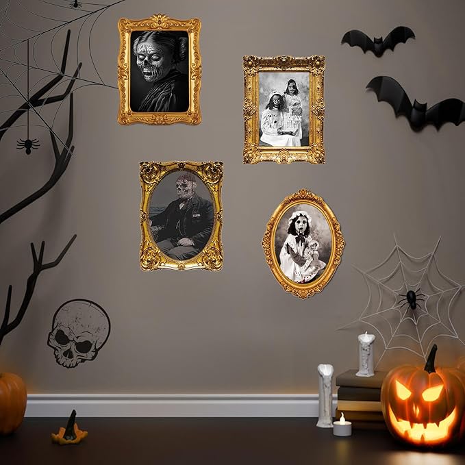 ECGER Halloween Decorations Indoor, Haunted Scary Decor - 3D Changing Face Pictures, Vintage Moving