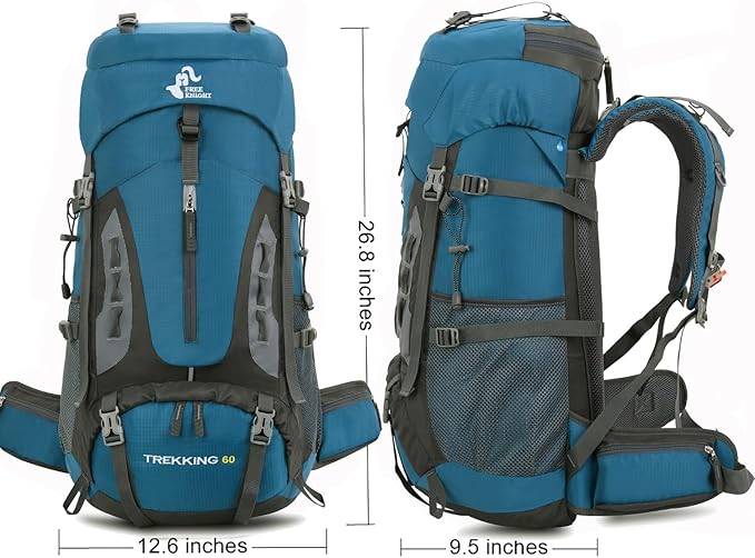 Bseash 60L Hiking Camping Backpack with Rain Cover, Waterproof Large Capacity Outdoor Sport Travel