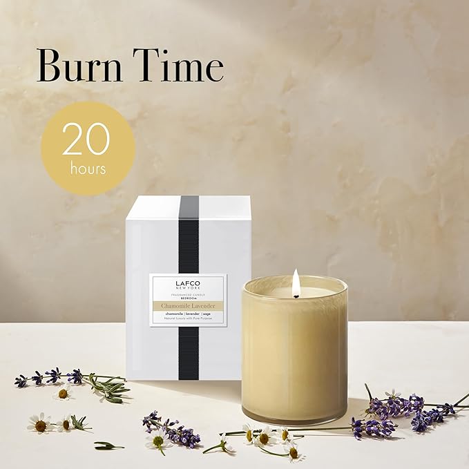LAFCO New York Votive Candle, Chamomile Lavender - 1.9 oz - 20-Hour Burn Time - Reusable Glass