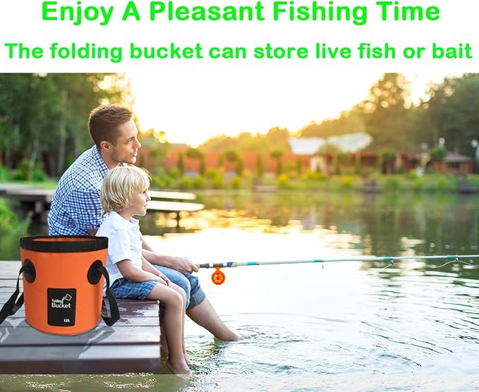 Sunglow Collapsible 5 Gallon Multifunctional Portable Fishing Bucket - Wash Basin Folding Bucket