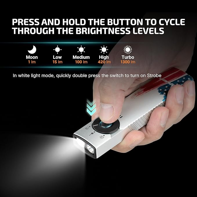 OLIGHT Arkfeld Pro Rechargeable EDC Flat Flashlight with Green Beam, UV and White LED Combo, 1300