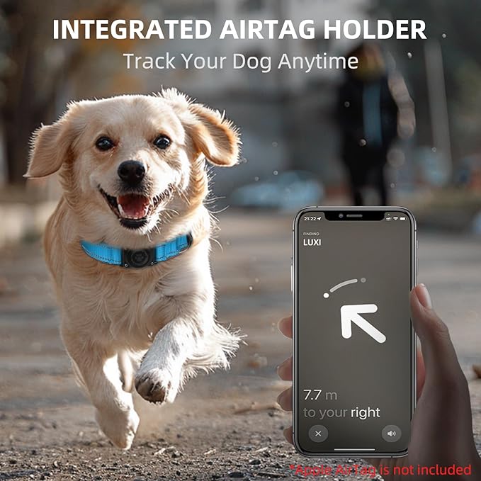 Airtag Dog Collar - 100% Waterproof Air tag Dog Collar Holder for Apple AirTag, Reflective, Soft