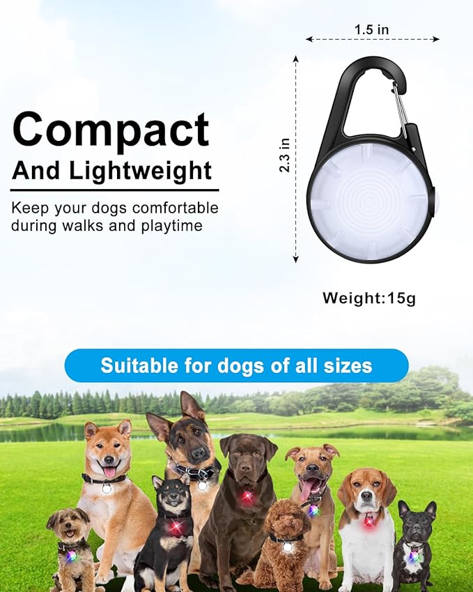 2 Pack Dog Collar Light, Rechargeable Dog Lights for Night Walking Clip On, 4 Modes Waterproof LED