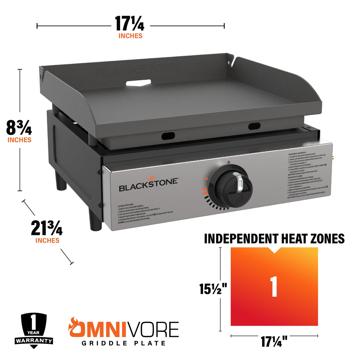 Blackstone 1971 Original 17" Omnivore Tabletop Griddle, Black