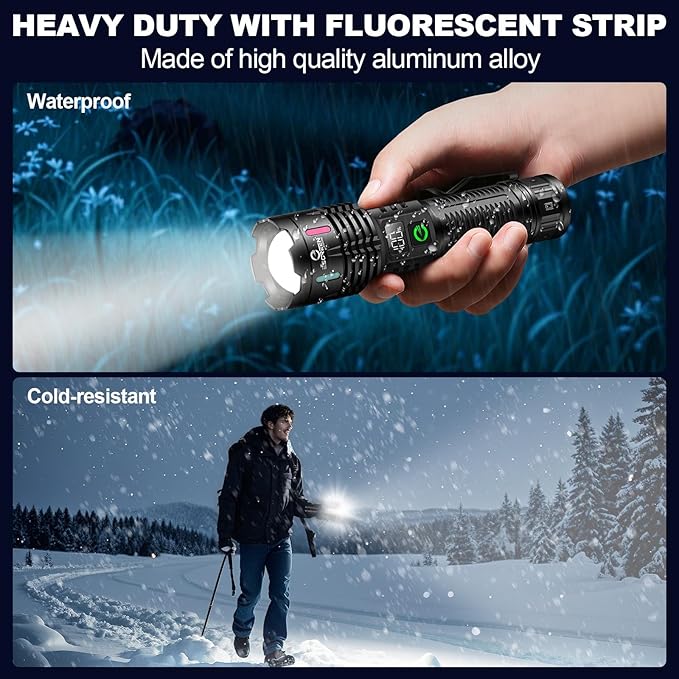 Esgreen Rechargeable Flashlights High Lumens 2000 Single 2 Modes, Super Bright LED Flashlight USB C