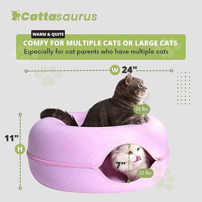 CATTASAURUS Peekaboo Cat Cave for Multiple & Large Cats Up to 30-45 Lbs, Scratch Detachable &