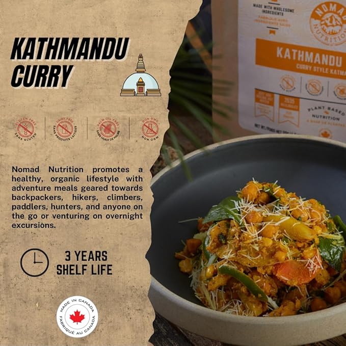 Nomad Nutrition Kathmandu Curry | Instant Freeze Dried Backpacking & Camping Food | Plant-Based