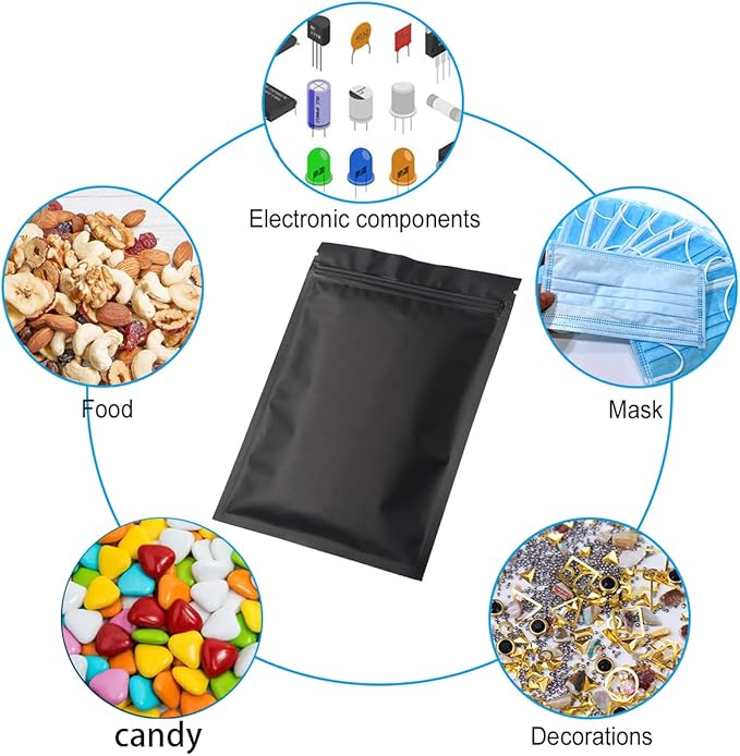 STUs 100 Pack Smell Proof Bags 3.1 x 5.1 Inch Resealable Stand-Up Mylar Bags Foil Pouch