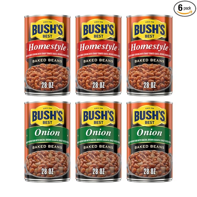 Bush's Best Baked Beans, Homey Onion Harmony Duo, 3 Homestyle Baked (28 Oz), 3 Onion Baked Beans