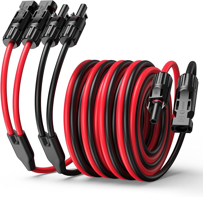 Bateria Power 30FT 12AWG Y-Branch Solar Connectors Extension Cable, Solar Cable Parallel Adaptor