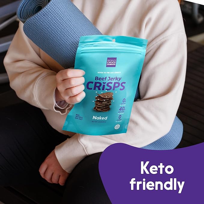 People's Choice Beef Jerky - Jerky Crisps - Naked - Three Ingredients - Beef, Water, Sea Salt