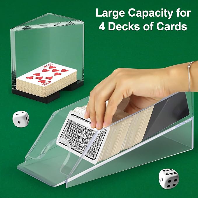 4 Deck Blackjack Shoe and Discard Tray, Clear Acrylic Card Dispenser Blackjack Dealing Shoe Card