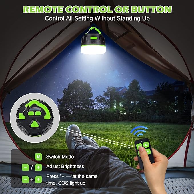 Sinvitron LED Camping Lantern Rechargeable with Remote Control - 1000LM 150H Runtime Tent Light