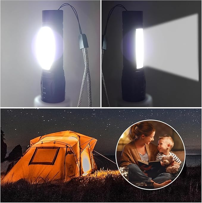 10 Pack LED Rechargeable Flashlight, Super Bright Small MiniCamping Flashlights Zoomable Beam