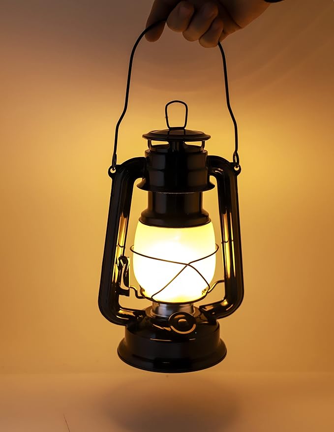 YAKii LED Vintage Flame Lantern Metal Outdoor Hanging Lantern with Dancing Flame Battery Operated