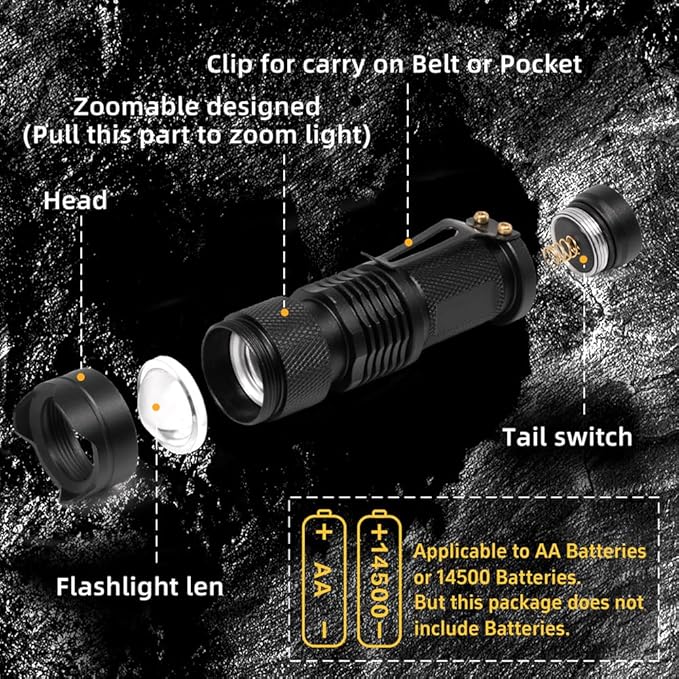 4 Pack Red LED Flashlight Single Mode Red Light Flashlight One Mode Zoomable Night Light Torch for
